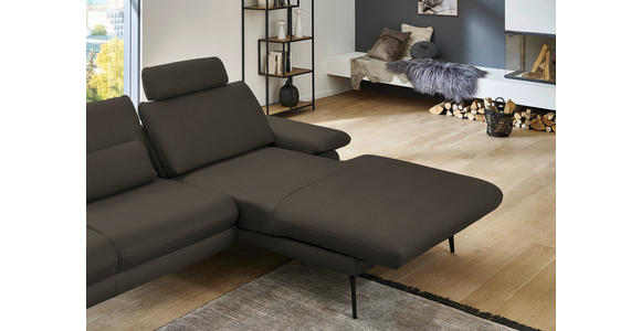 ECKSOFA in Echtleder Graubraun 310/180 cm - Graubraun/Schwarz, Design, Leder/Metall (310/180cm) - Dieter Knoll