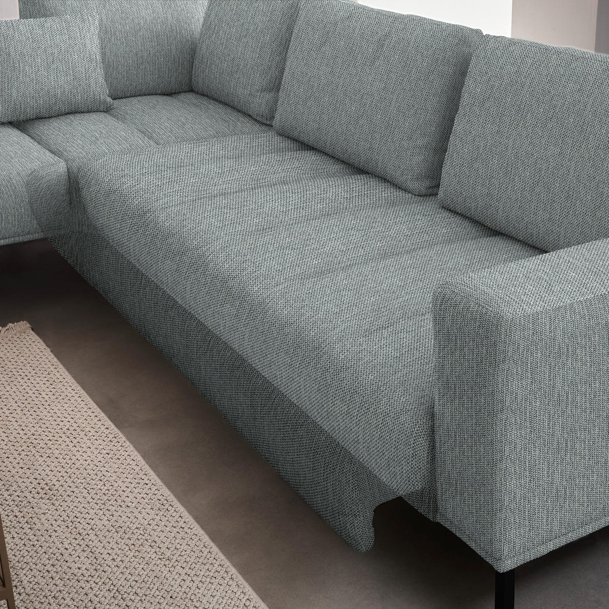 ECKSOFA Flachgewebe Grau  - Schwarz/Grau, Design, Textil/Metall (270/308cm) - Pure Home Lifestyle