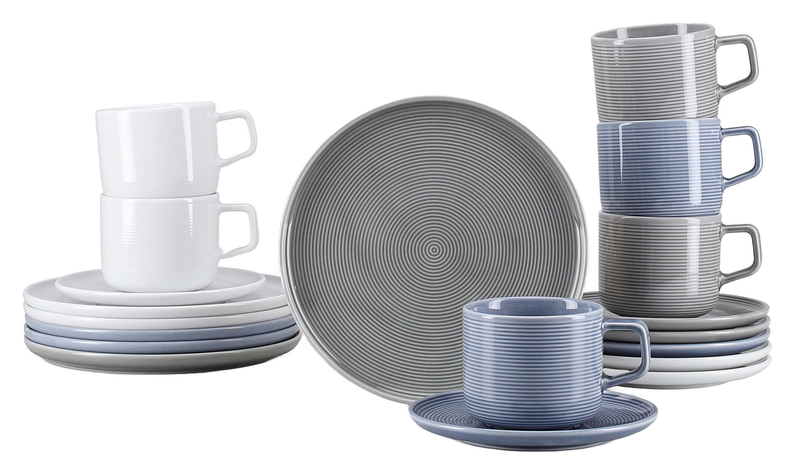 KAFFESERVIS Session Urban 18 delar  - vit/gråblå, Basics, keramik - Creatable