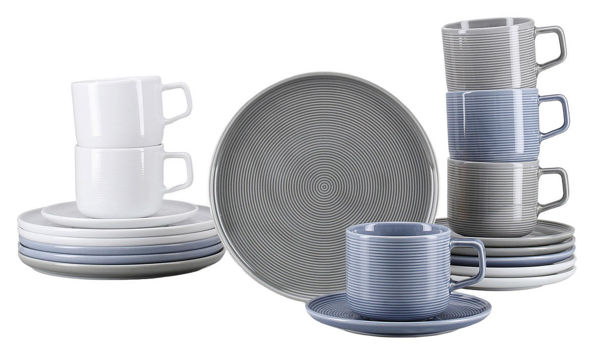 KAFFESERVIS Session Urban 18 delar  - vit/gråblå, Basics, keramik - Creatable