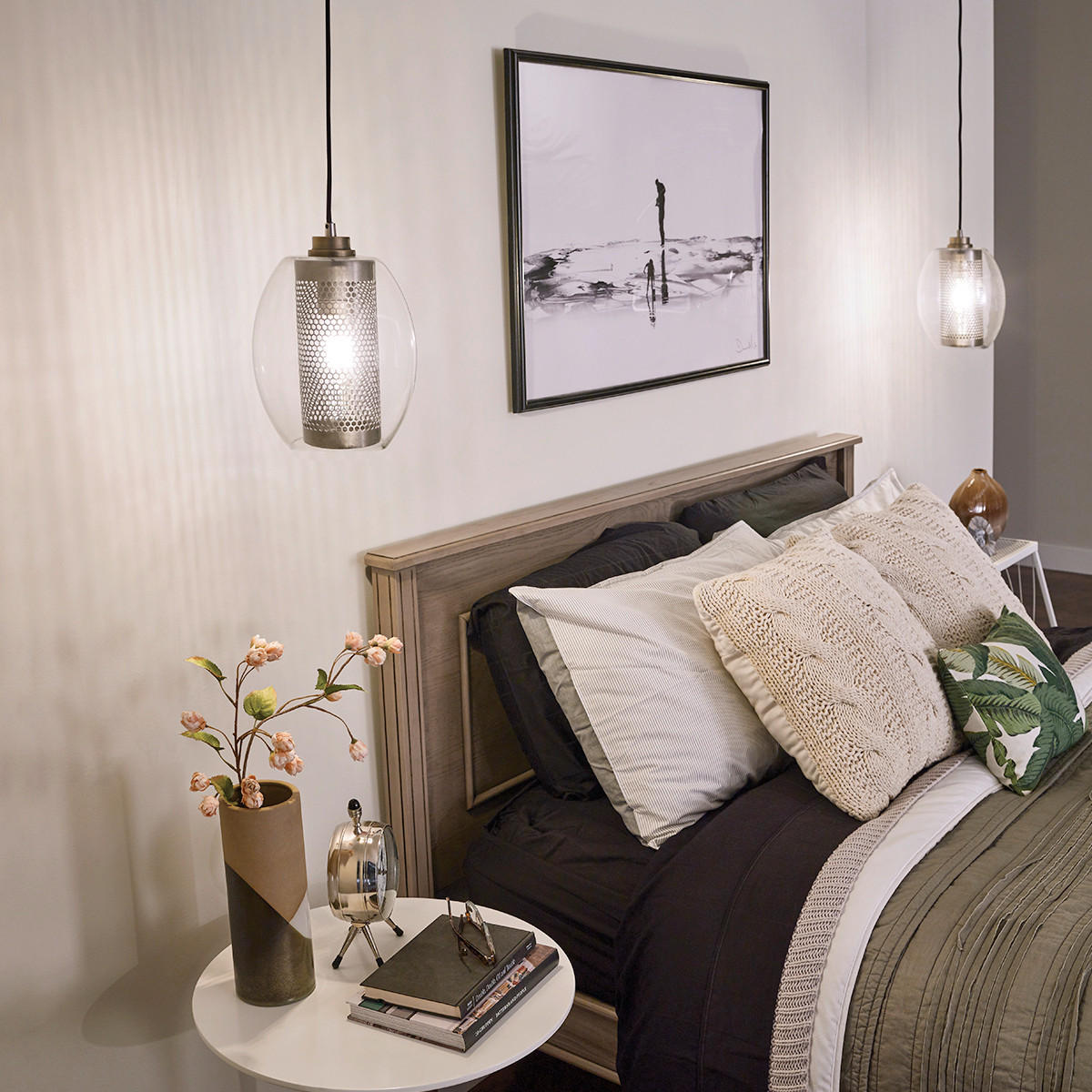 Thumbnail - Elstead Lighting Hängeleuchte Asher, Silber, Metall, Glas, 33.6 cm, Grüner Punkt, RoHS, höhenverstellbar, Lampen & Leuch...