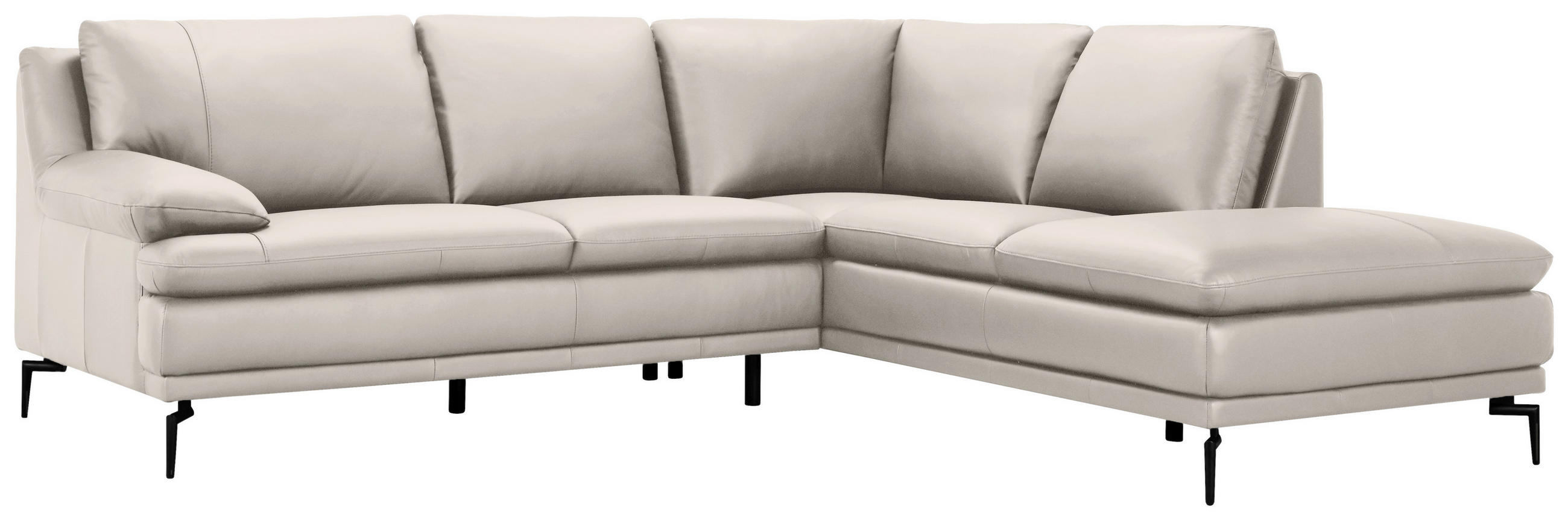 ECKSOFA Weiß Echtleder  - Schwarz/Weiß, Design, Leder (248/221cm) - MID.YOU