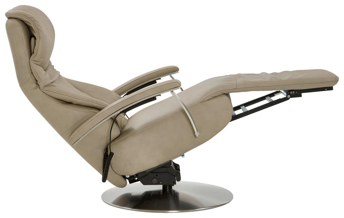 RELAXSESSEL in Leder Beige  - Edelstahlfarben/Beige, Design, Leder/Metall (75/117/88cm) - Dieter Knoll