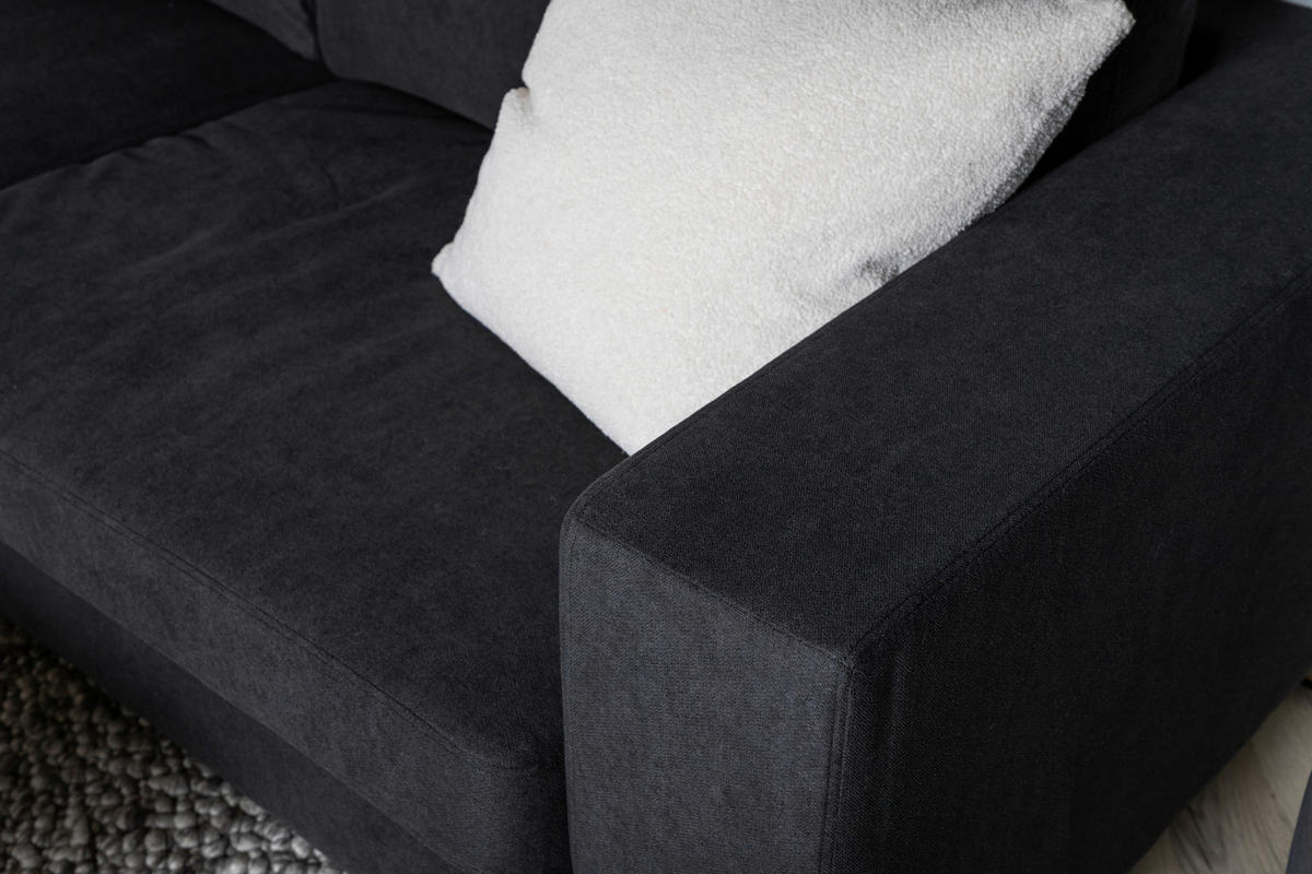 2-SITZER-SOFA Schwarz  - Schwarz, Design, Kunststoff/Textil (215/84/88cm) - Livetastic