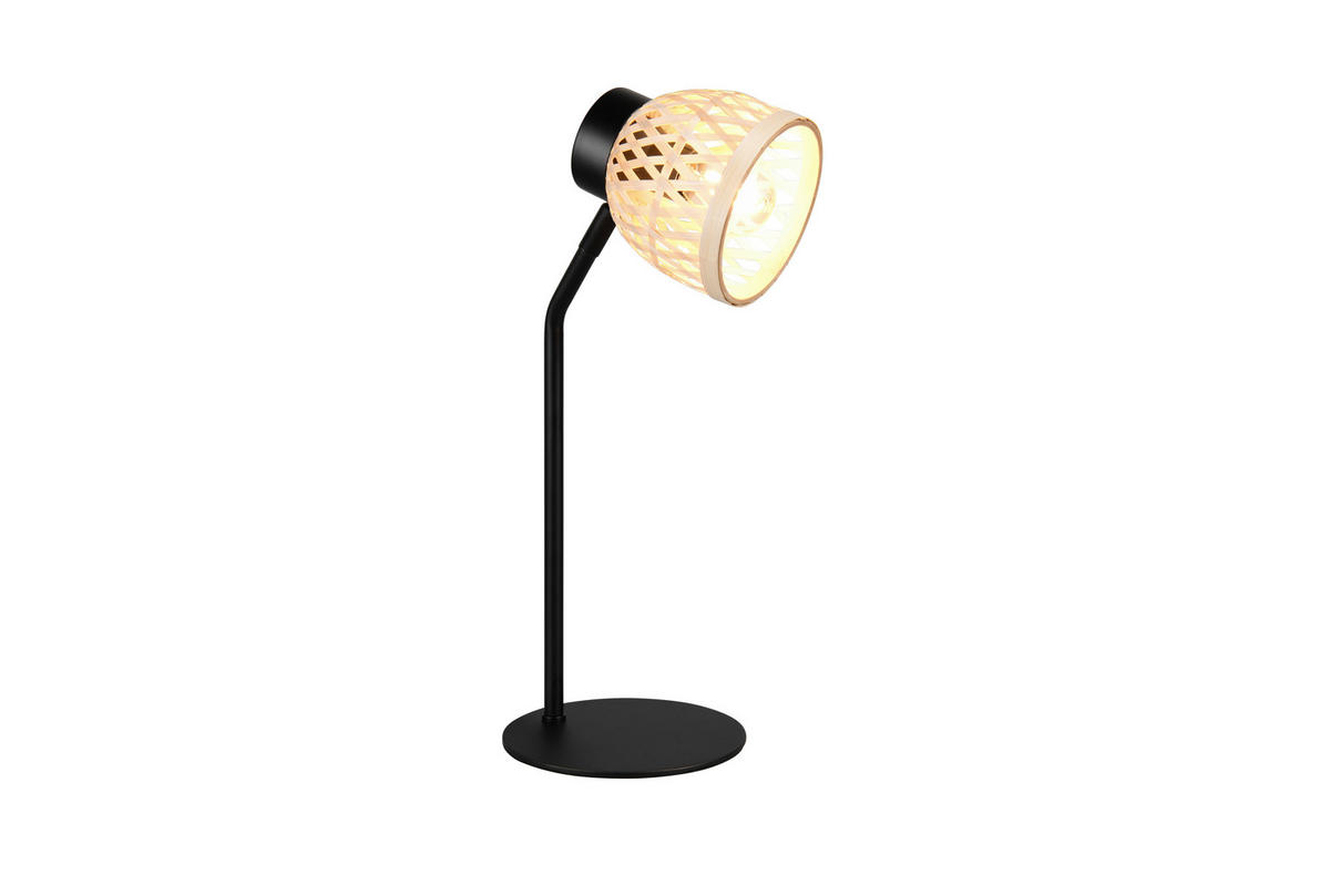 TISCHLEUCHTE - Schwarz/Naturfarben, Natur, Naturmaterialien/Metall (20/36/14cm)