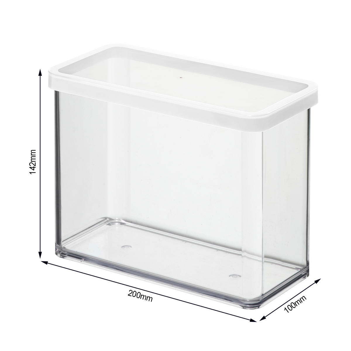 DÓZA NA POTRAVINY - priehľadné/biela, Basics, plast (10/20/14,2cm) - Rotho