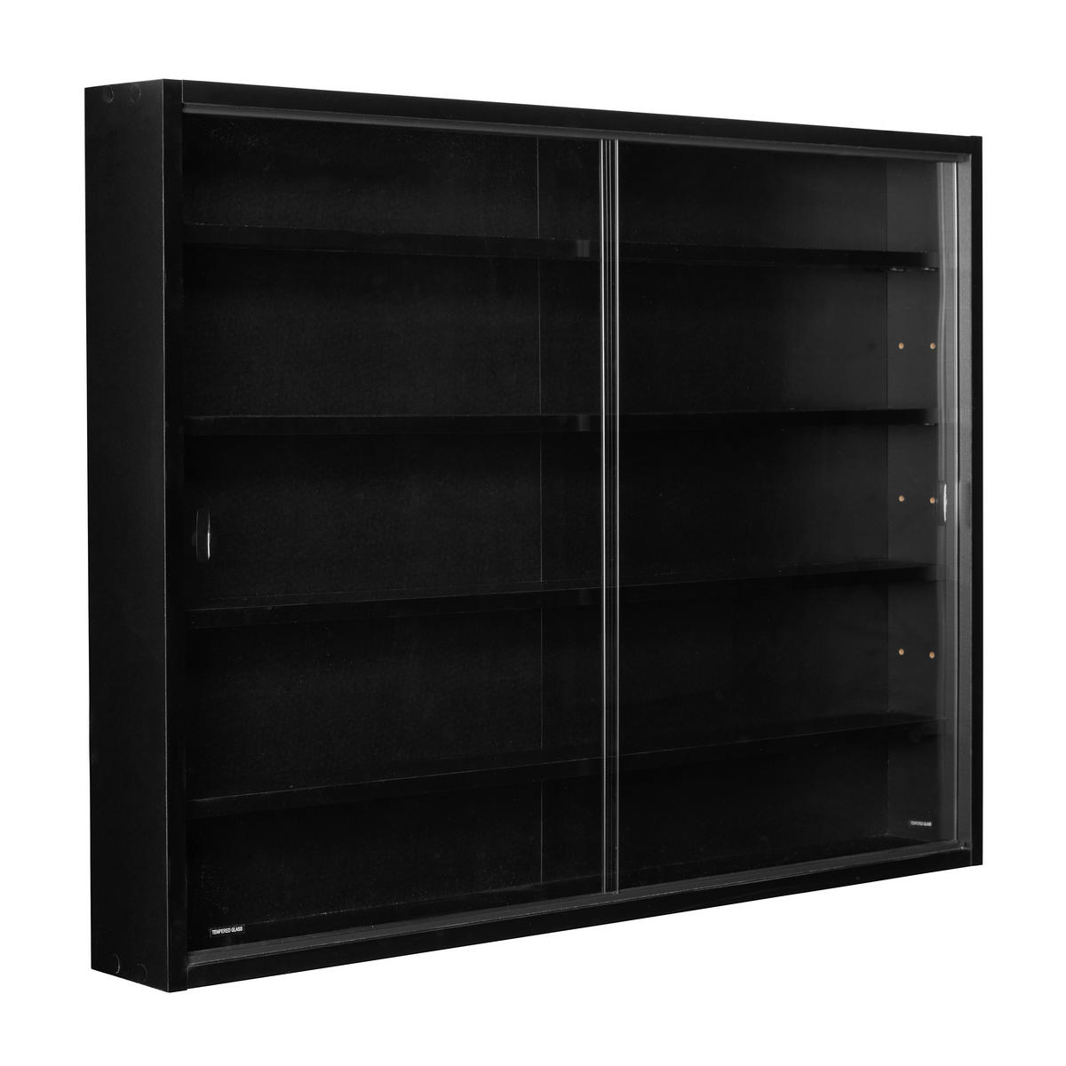 VITRINA VISEĆA 80/60/9,5 cm   - prozirno/crna, Konvencionalno, staklo/drvni materijal (80/60/9,5cm) - MID.YOU