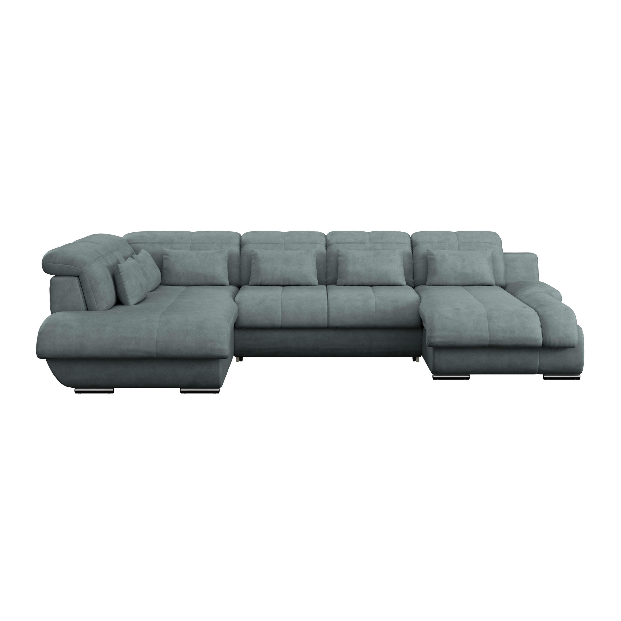 WOHNLANDSCHAFT in Mikrofaser Grau  - Chromfarben/Grau, Modern, Textil/Metall (228/345/184cm) - MID.YOU
