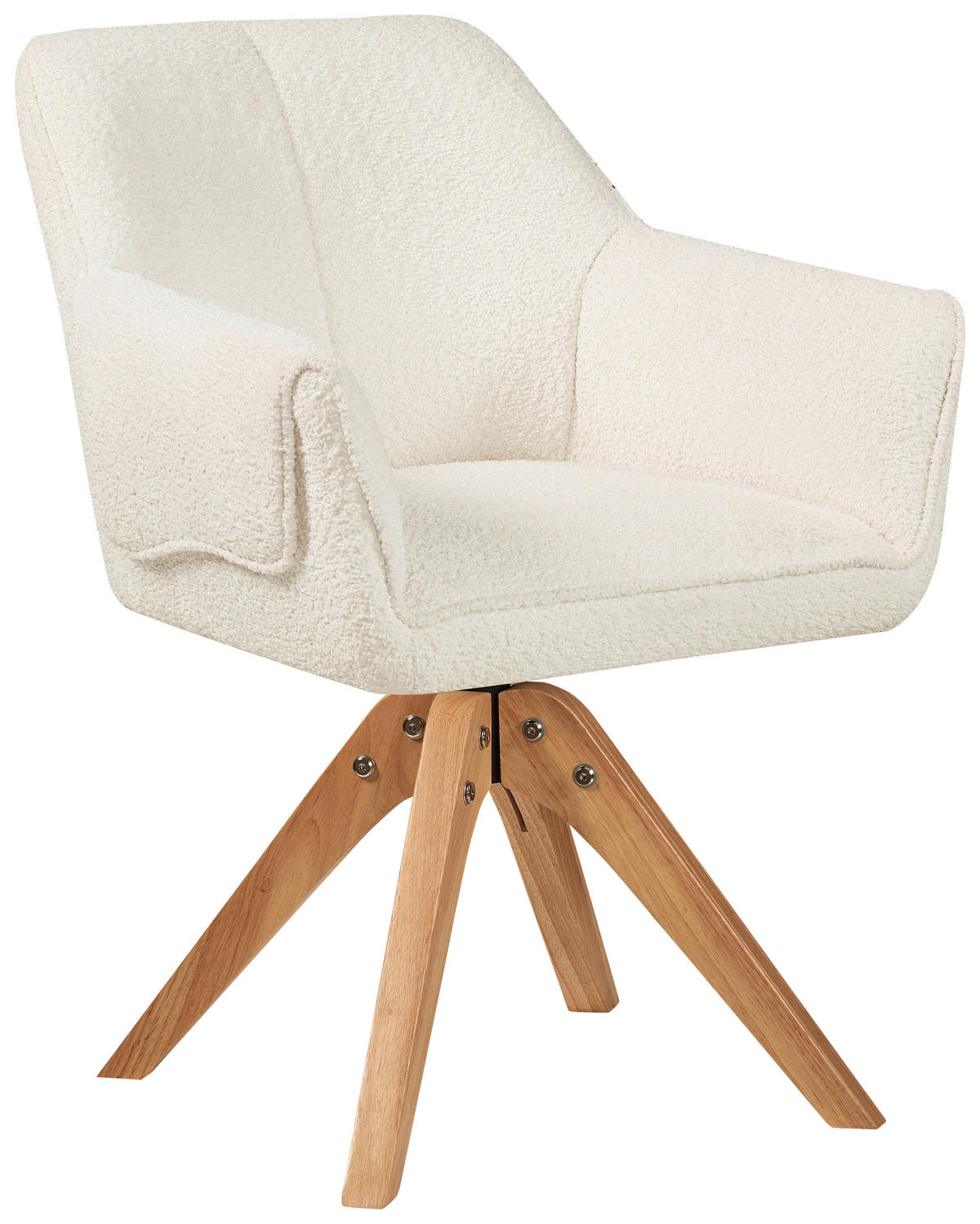 ARMLEHNSTUHL  in Bouclé  - Weiß, MODERN, Holz/Textil (60/86,5/63,5cm) - Kayoom