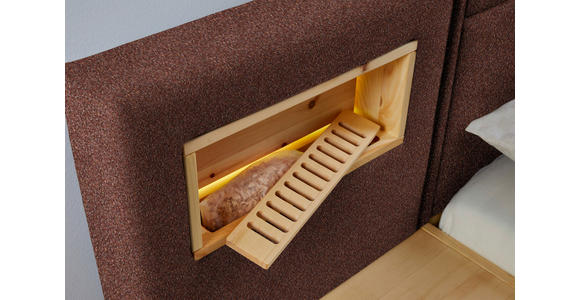 BOXSPRINGBETT 160/200 cm in Eichefarben, Dunkelrot - Eichefarben/Dunkelrot, Natur, Holz/Textil (160/200cm) - Valnatura
