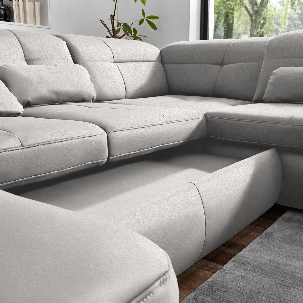 WOHNLANDSCHAFT Mikrofaser Silberfarben  - Chromfarben/Silberfarben, Design, Textil (195/371/260cm) - Beldomo Style