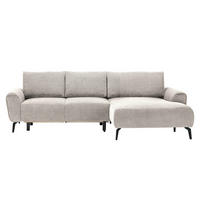 ECKSOFA in Webstoff Creme  - Creme/Schwarz, Design, Textil/Metall (272/170cm) - Welnova