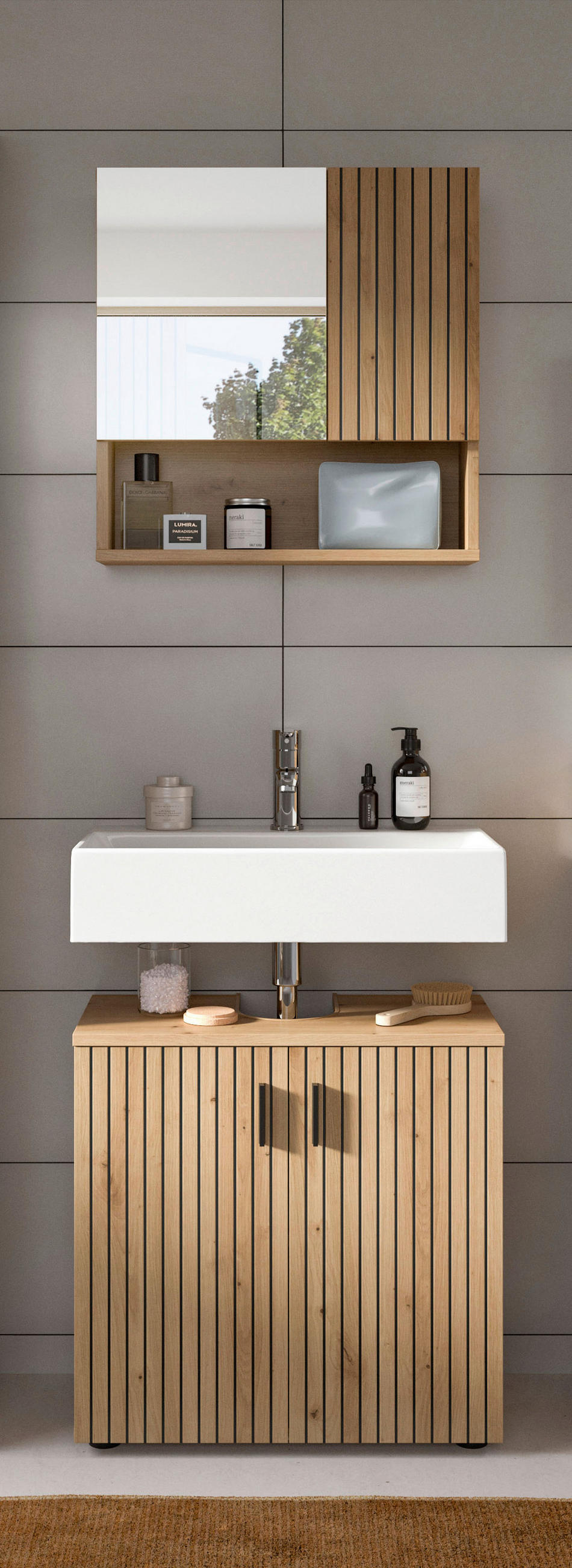 BADEZIMMER 2-teilig  in 60 cm  - Eiche Artisan, Basics, Holzwerkstoff/Kunststoff (60cm) - MID.YOU