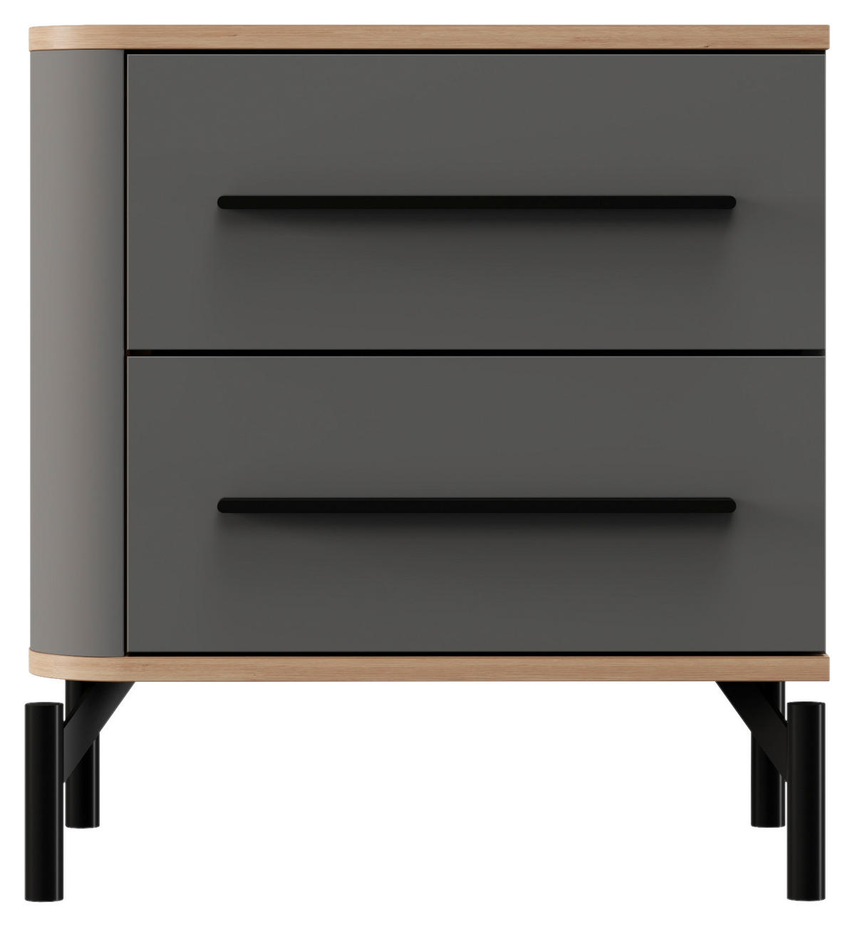 NACHTTISCH 51,5/55,5/40 cm  - Graphitfarben/Schwarz, MODERN, Holzwerkstoff/Metall (51,5/55,5/40cm) - MID.YOU