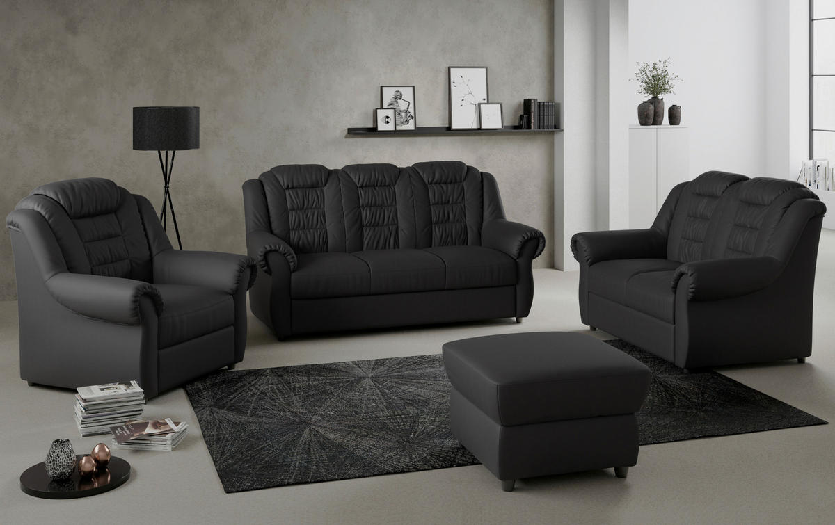 HOCKER in Textil Schwarz  - Schwarz, KONVENTIONELL, Kunststoff/Textil (68/45/68cm) - Livetastic