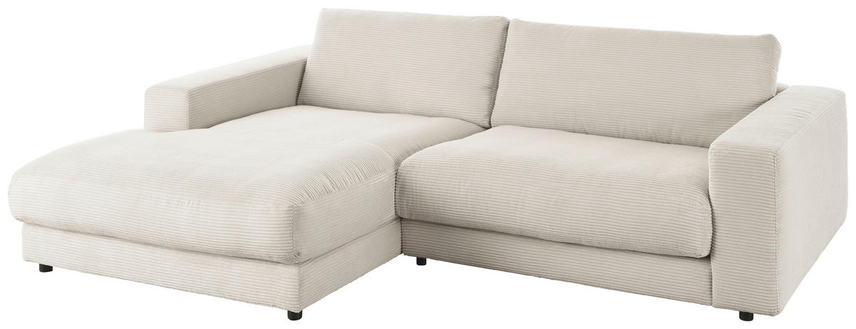 ECKSOFA in Cord Hellgrau  - Hellgrau/Schwarz, Design, Kunststoff/Textil (190/270cm) - Lomoco