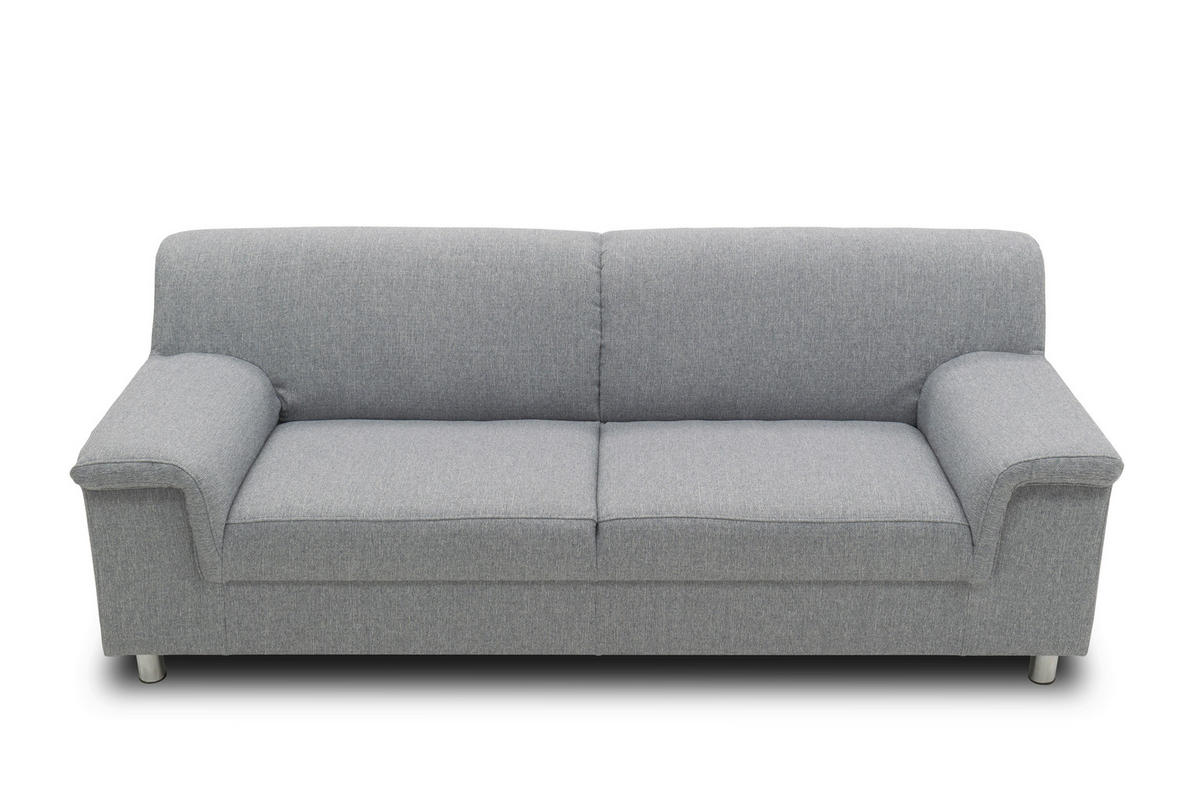 3-SITZER-SOFA Webstoff Silberfarben  - Chromfarben/Silberfarben, KONVENTIONELL, Textil/Metall (190/72/80cm) - MID.YOU