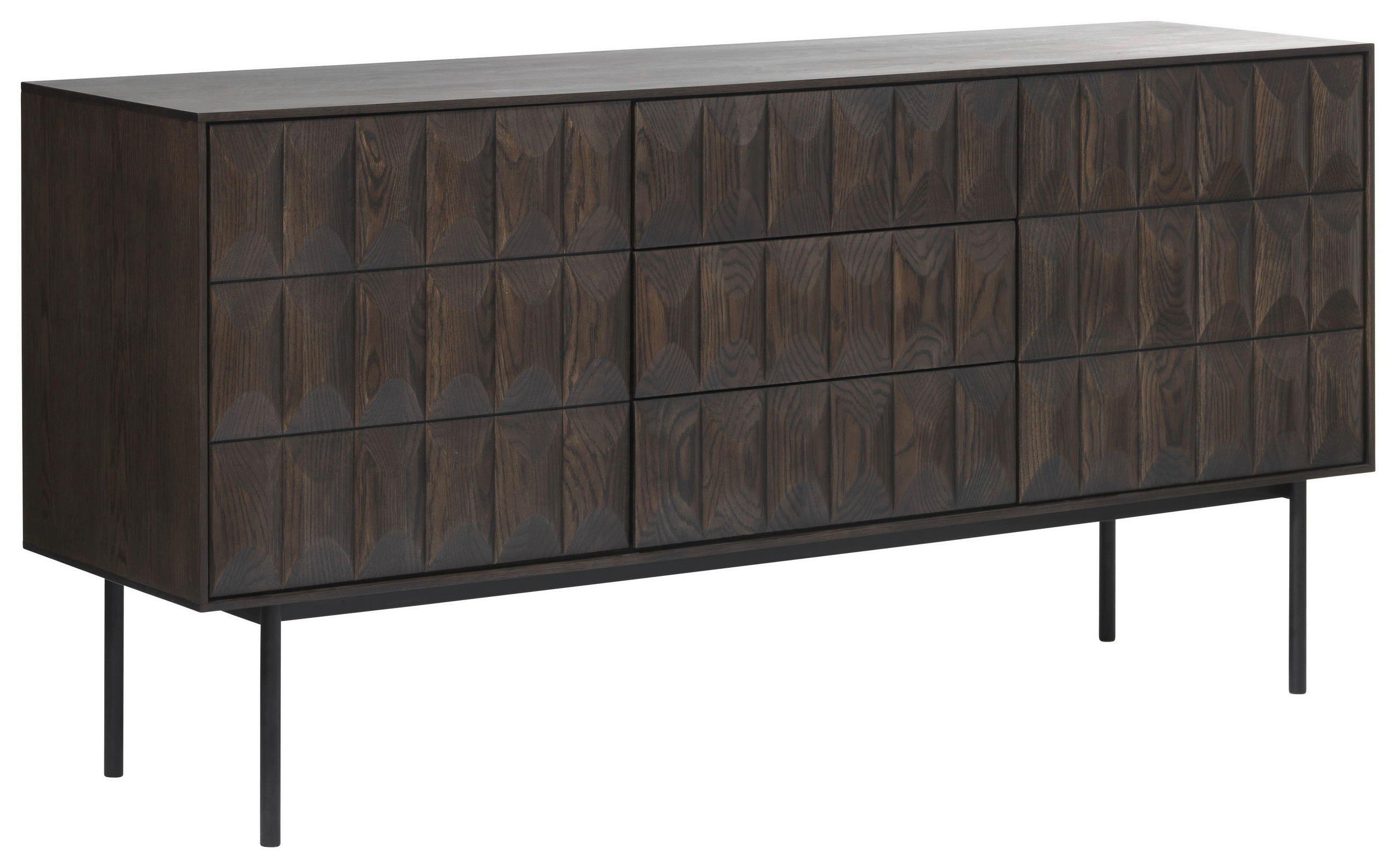 SIDEBOARD LATINA SIDEBOARD 3 SECTION  in 160/79/45 cm  - Dunkelbraun/Schwarz, MODERN, Holzwerkstoff/Metall (160/79/45cm) - Carryhome