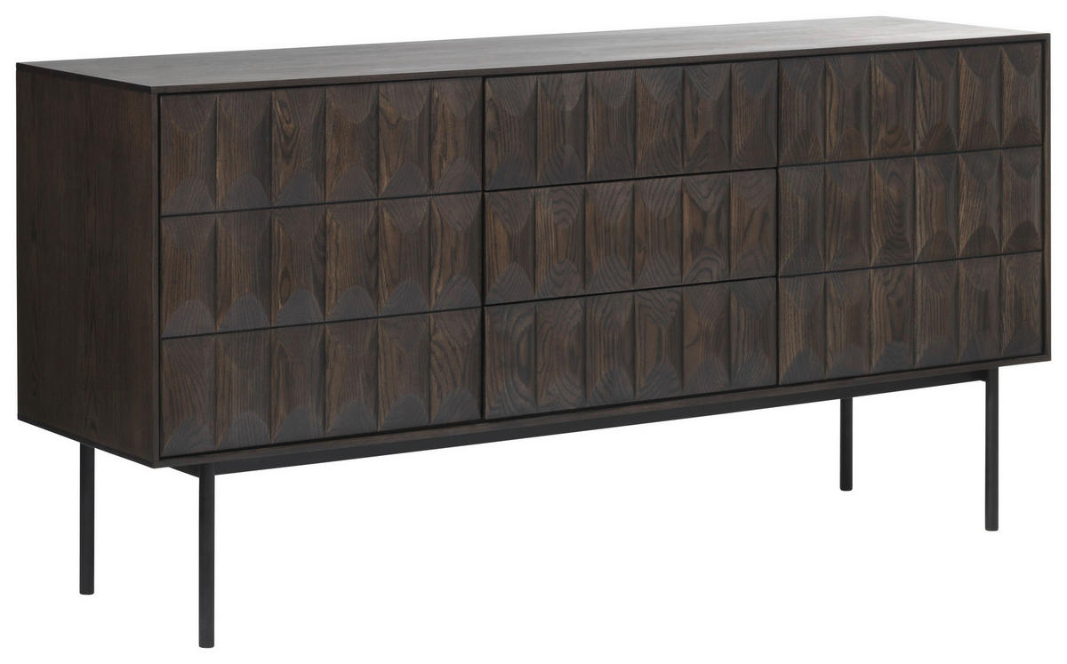 SIDEBOARD LATINA SIDEBOARD 3 SECTION  in 160/79/45 cm  - Dunkelbraun/Schwarz, MODERN, Holzwerkstoff/Metall (160/79/45cm) - Carryhome