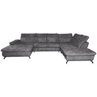 WOHNLANDSCHAFT Dunkelgrau Struktur  - Dunkelgrau/Schwarz, KONVENTIONELL, Textil/Metall (188/357/253cm) - Carryhome