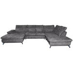 WOHNLANDSCHAFT in Struktur Dunkelgrau  - Dunkelgrau/Schwarz, KONVENTIONELL, Textil/Metall (188/357/253cm) - Carryhome