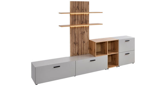 WOHNWAND  in Eichefarben, Greige  296/190/40 cm  - Greige/Eichefarben, MODERN, Holzwerkstoff/Kunststoff (296/190/40cm) - Carryhome