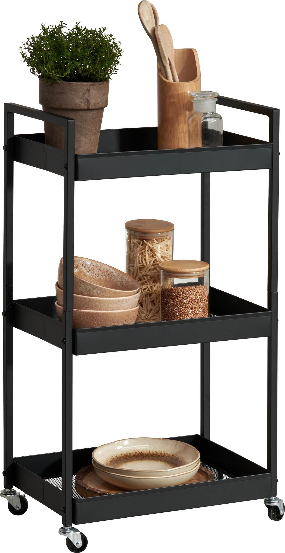 TÁLALÓKOCSI fekete  - fekete, Basics, műanyag/fém (45/30/80cm) - Boxxx