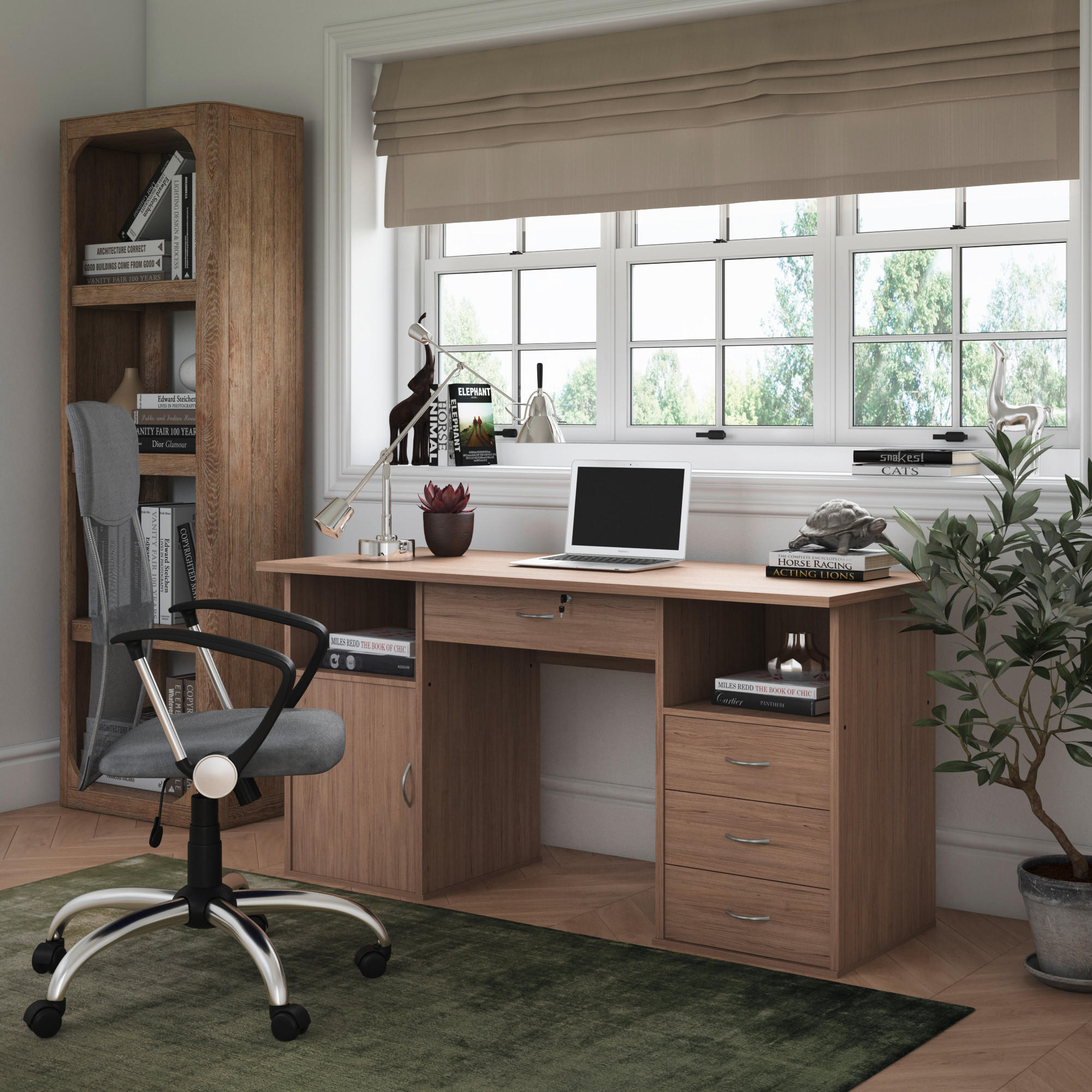DREHSTUHL Grau  - Chromfarben/Grau, Design, Leder/Holz (60/120/52cm) - MID.YOU