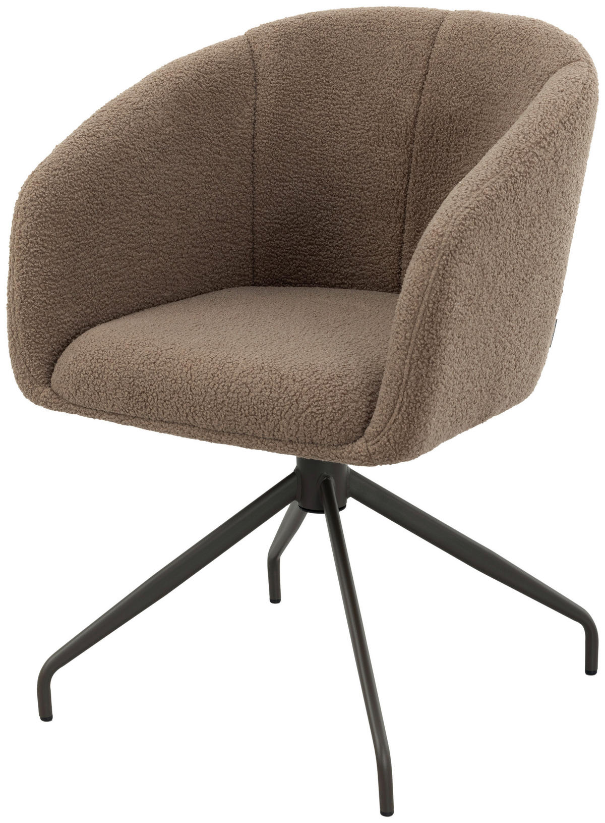 ARMLEHNSTUHL  Sitzfläche 360° drehbar, inklusive Armlehnen, automatische Rückholfunktion Teddystoff  Braun  - Dunkelbraun/Braun, Design, Textil/Metall (59/79/60cm) - Milino