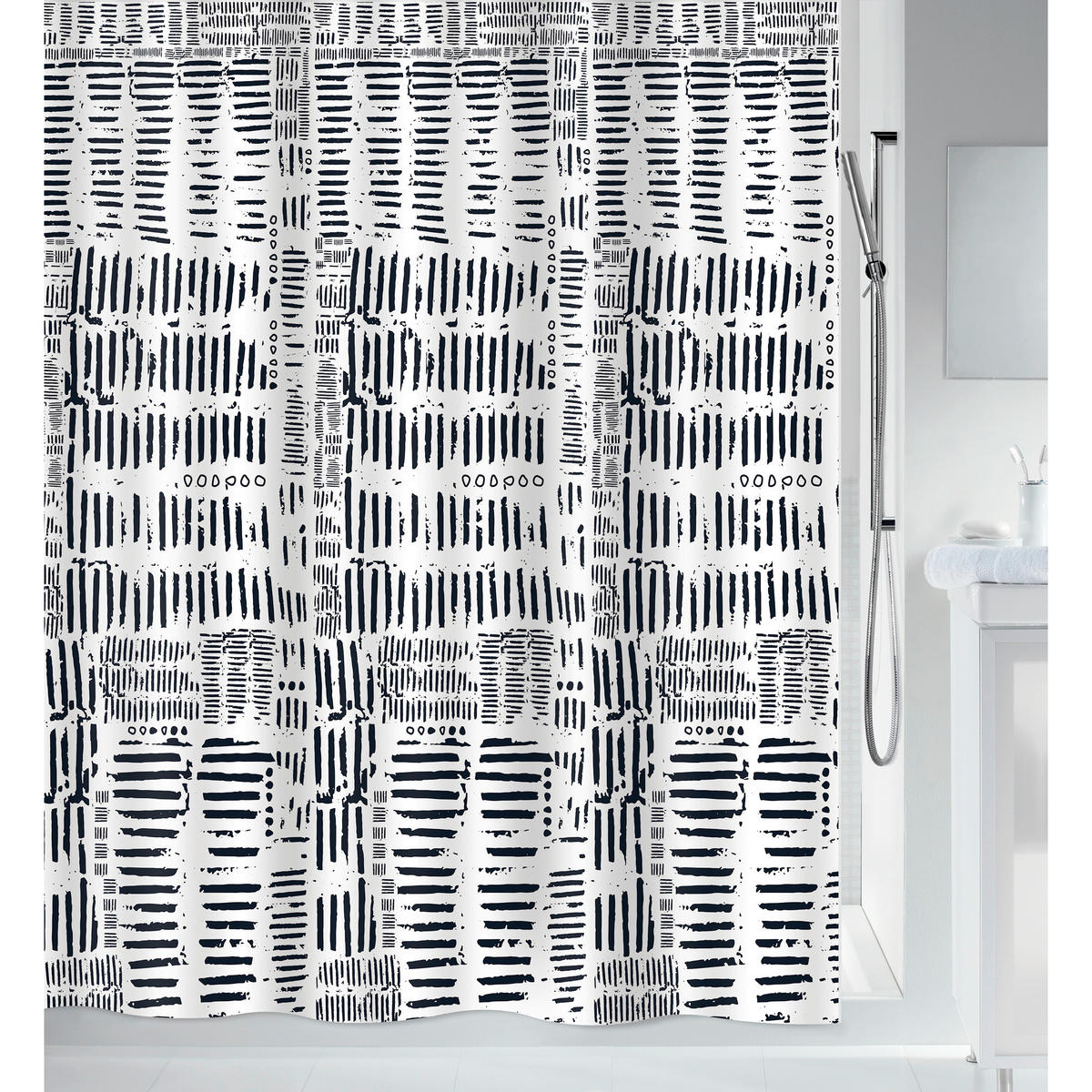 DUSCHVORHANG CONNECTION 180/200 cm  - Schwarz, Basics, Textil (180/200cm) - Spirella