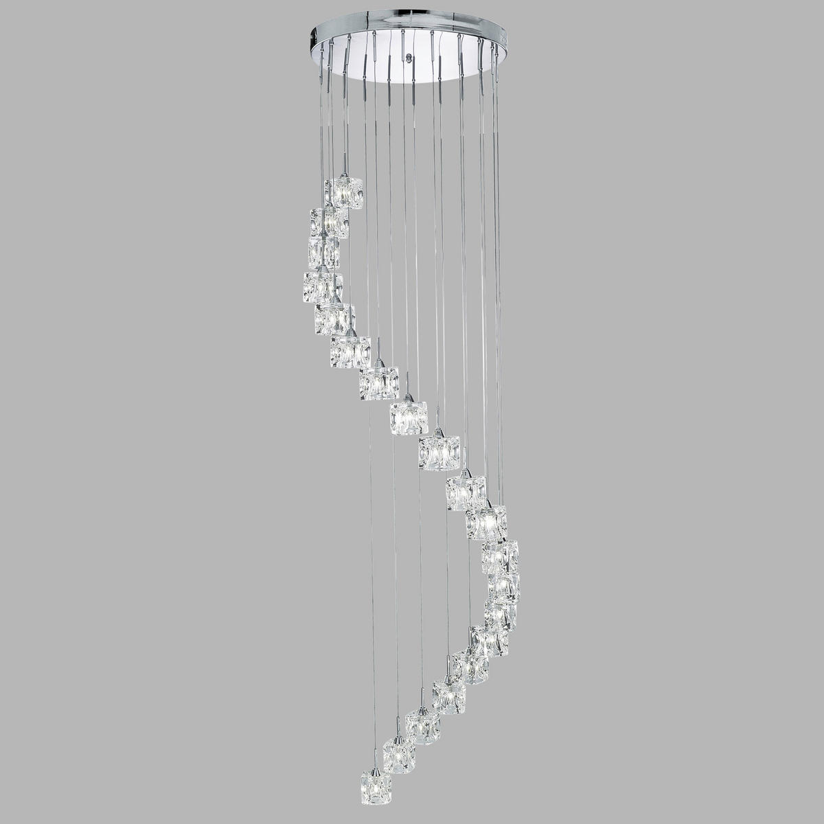 LED-HÄNGELEUCHTE Ice Cube 45/45/180 cm   - Chromfarben, Design, Glas/Metall (45/45/180cm) - Searchlight