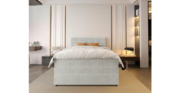 BOXSPRINGBETT 140/200 cm in Creme - Creme/Schwarz, KONVENTIONELL, Kunststoff/Textil (140/200cm) - Carryhome