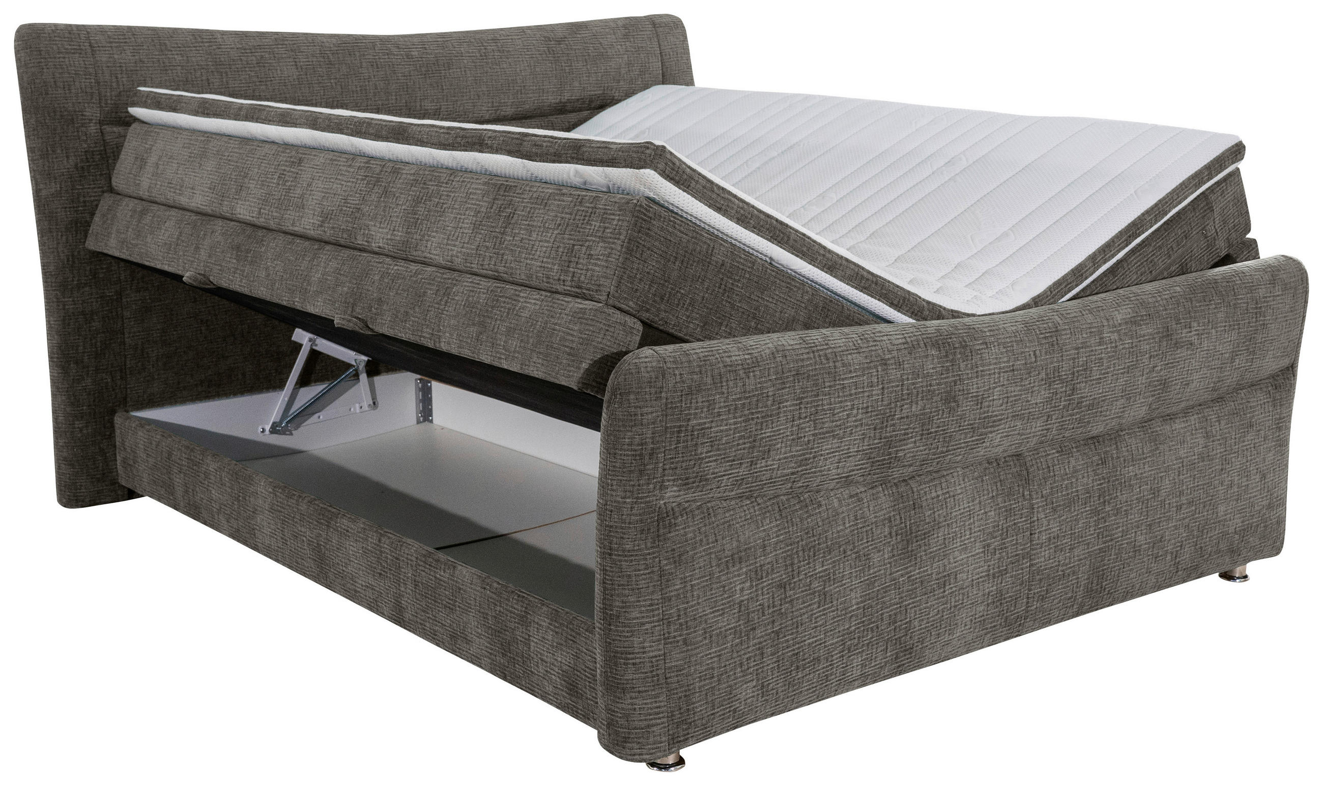 BOXSPRINGBETT 180/200 cm  in Grau  - Chromfarben/Grau, Konventionell, Textil/Metall (180/200cm) - Esposa