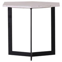 BEISTELLTISCH in Metall, Stein 60/51/50 cm  - Weiss/Goldfarben, Design, Stein/Metall (60/51/50cm)