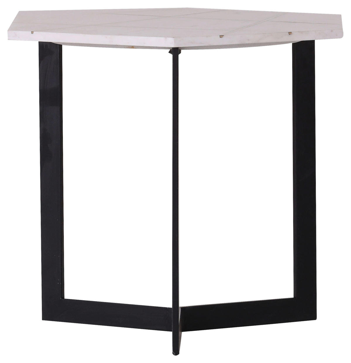 BEISTELLTISCH in Metall, Stein 60/51/50 cm  - Weiss/Goldfarben, Design, Stein/Metall (60/51/50cm)