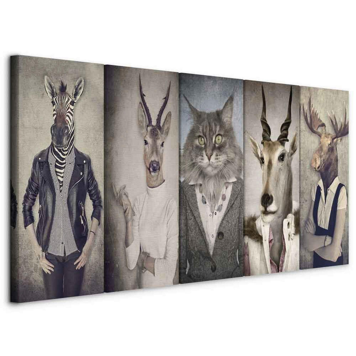 LEINWANDBILD Menschen, Tiere 200/80/1,2 cm  - Multicolor, Basics, Holzwerkstoff/Textil (200/80/1,2cm) - artgeist