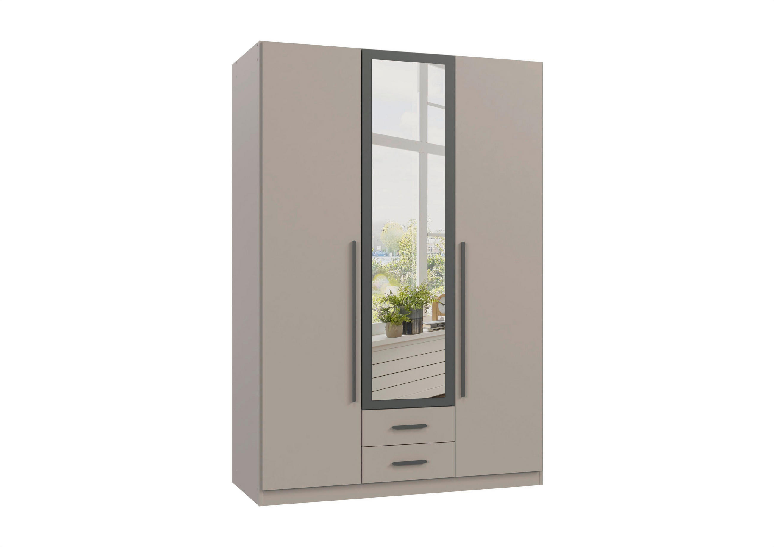 ORMAR S KLASIČNIM VRATIMA boje grafita, siva, sahara   - sahara/siva, Konvencionalno, staklo/drvni materijal (135/199/58cm) - Mömax