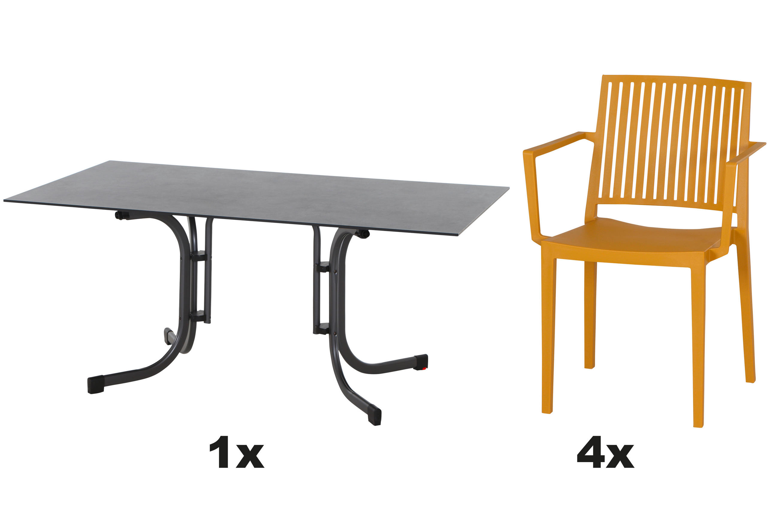 GARTENGARNITUR 5-teilig Stahl  - Anthrazit/Gelb, Basics, Kunststoff/Metall (57/80/56cm) - Siena Garden