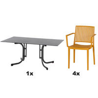 GARTENGARNITUR 5-teilig Stahl  - Anthrazit/Gelb, Basics, Kunststoff/Metall (57/80/56cm) - Siena Garden