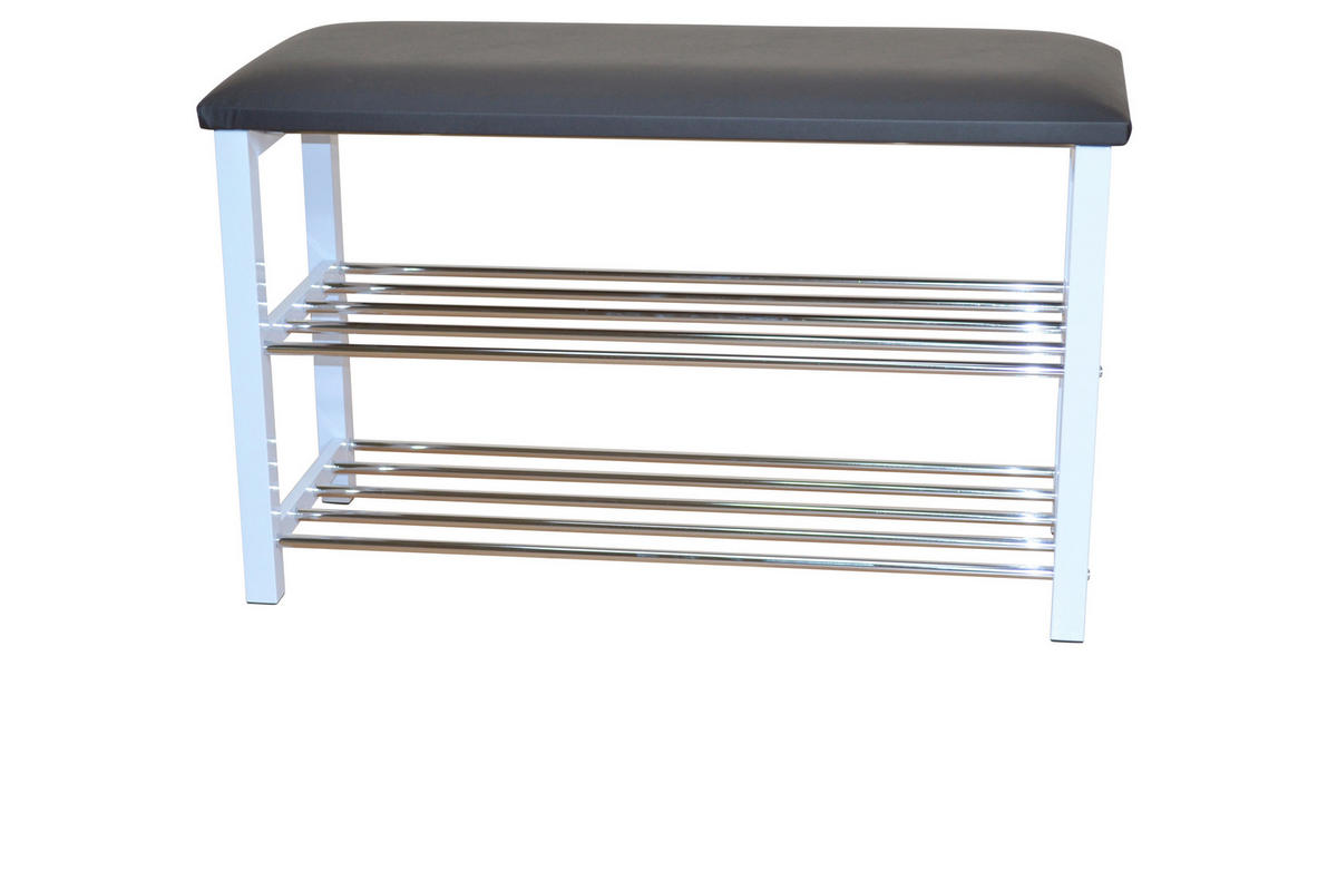 SCHUHBANK  in 57/50/30 cm  - Schwarz/Weiß, Design, Textil/Metall (57/50/30cm) - MID.YOU