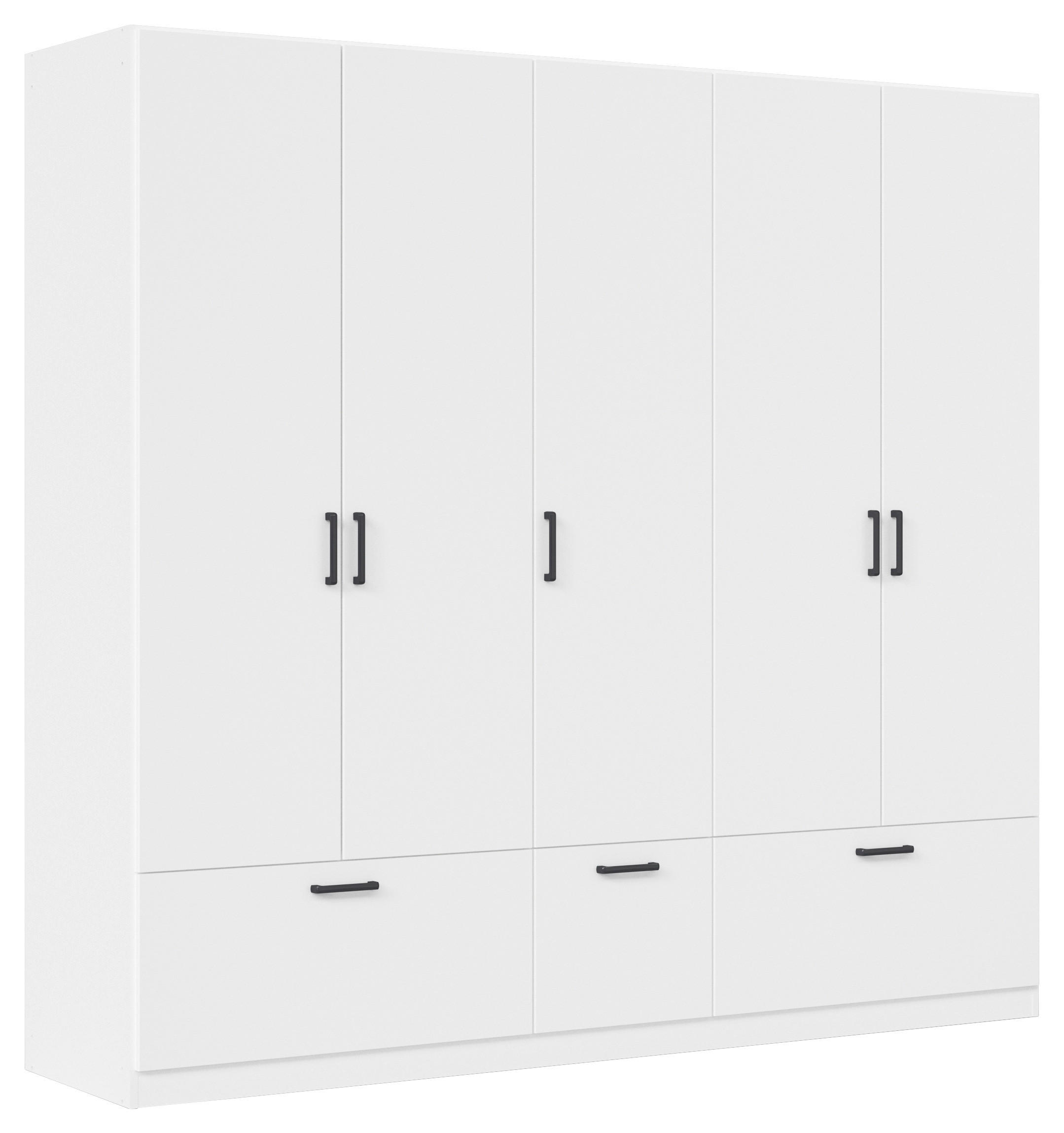 KLEIDERSCHRANK 226/210/54 cm,  in Weiß, 5-türig  - Weiß/Grau, Basics, Holzwerkstoff/Metall (226/210/54cm) - Rauch Möbel
