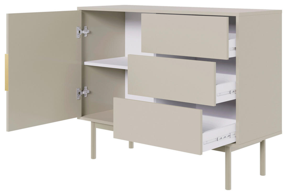 KOMMODE Viva  in 104/82/39 cm  - Kaschmir/Goldfarben, Design, Holz/Holzwerkstoff (104/82/39cm) - Boxxx