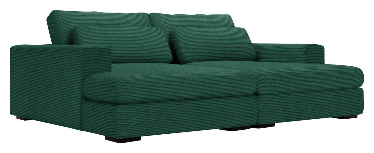 BIGSOFA in Cord Waldgrün  - Waldgrün/Schwarz, Design, Textil (223/80/158cm) - Lomoco