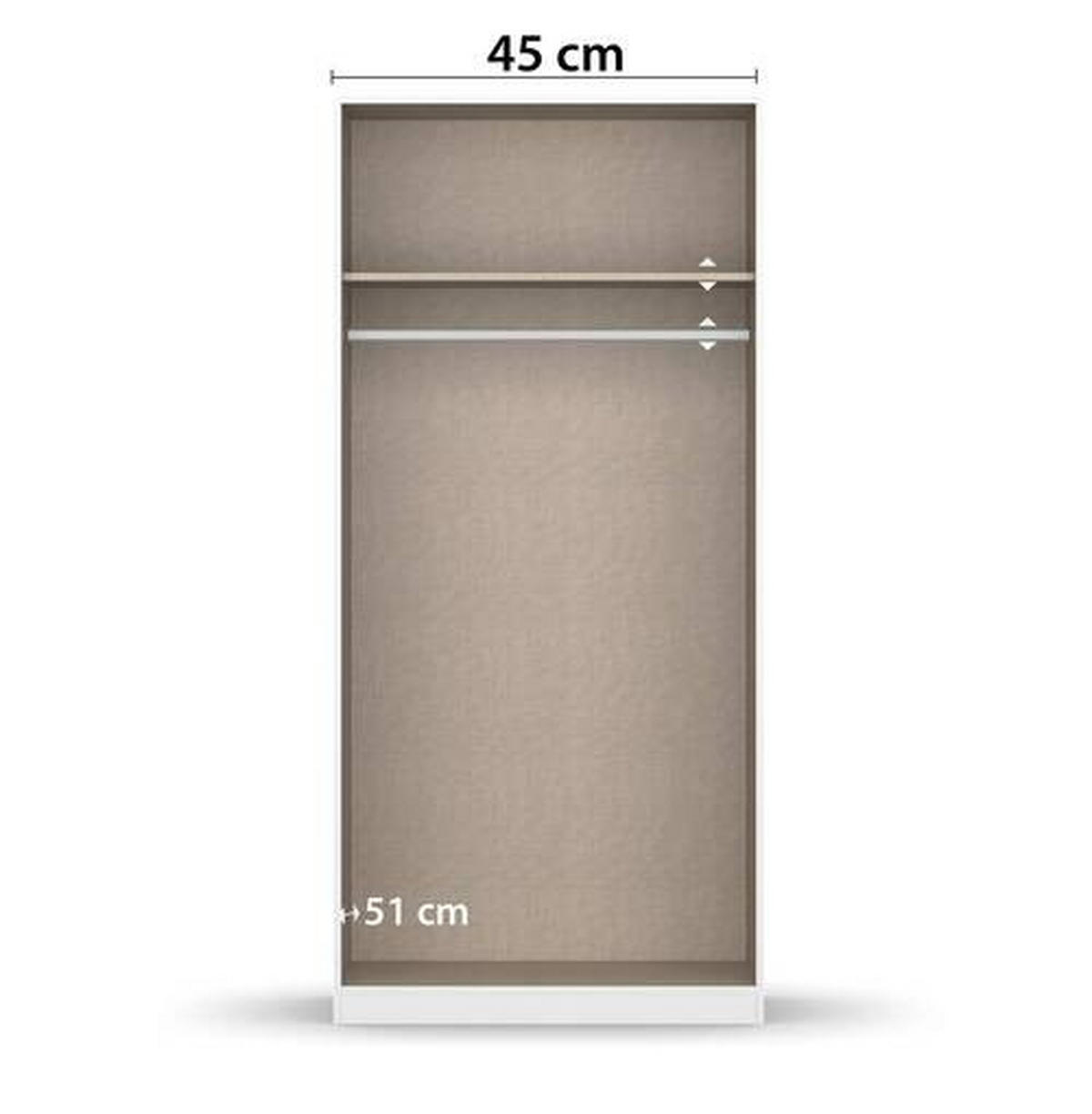 DREHTÜRENSCHRANK 91/210/54 cm 2-türig Weiß, Grau  - Chromfarben/Weiß, MODERN, Holzwerkstoff/Kunststoff (91/210/54cm) - Rauch Möbel