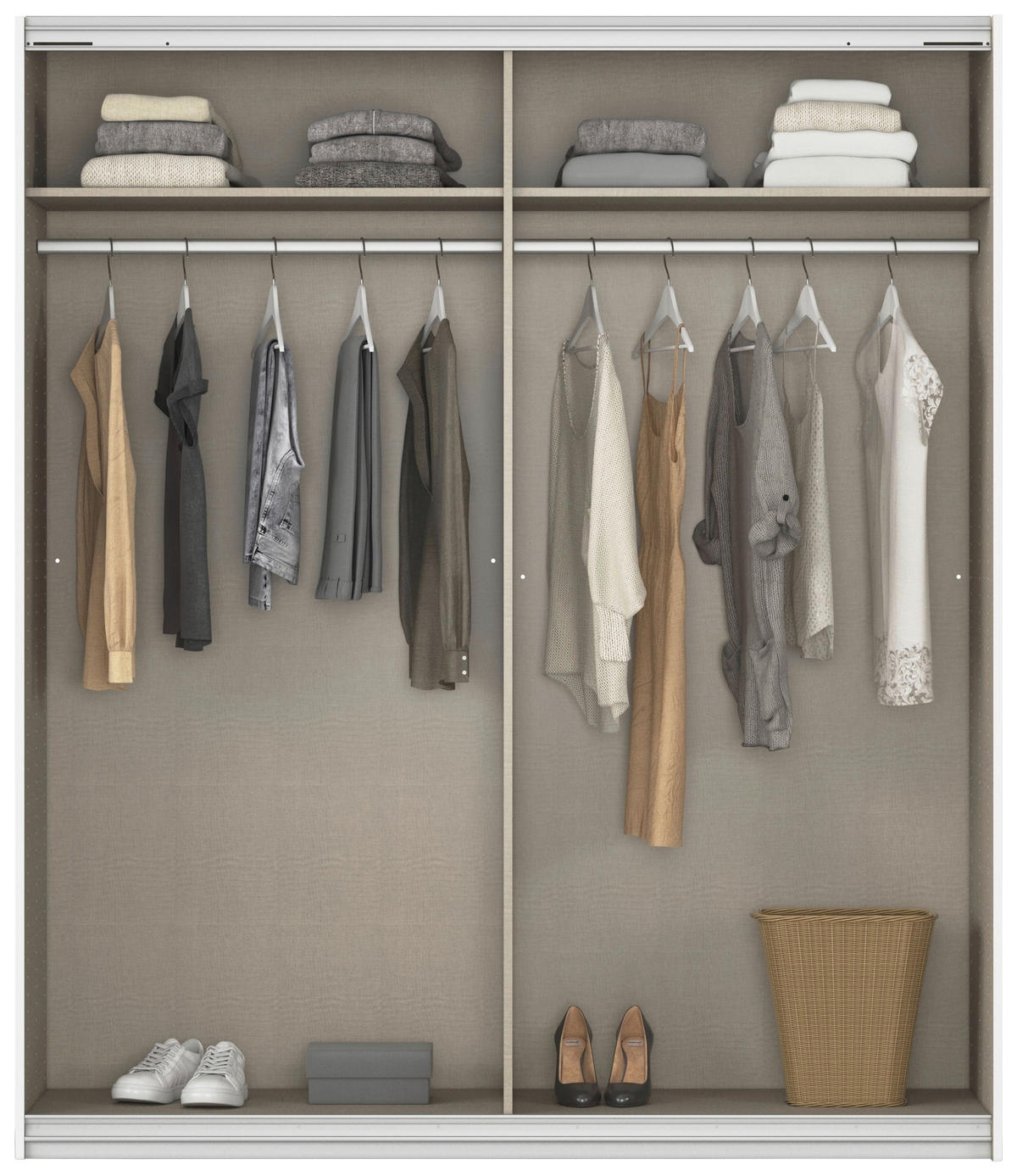 SCHWEBETÜRENSCHRANK 181/210/62 cm 2 Tür(en)-türig Weiß  - Alufarben/Weiß, KONVENTIONELL, Glas/Holzwerkstoff (181/210/62cm) - home24