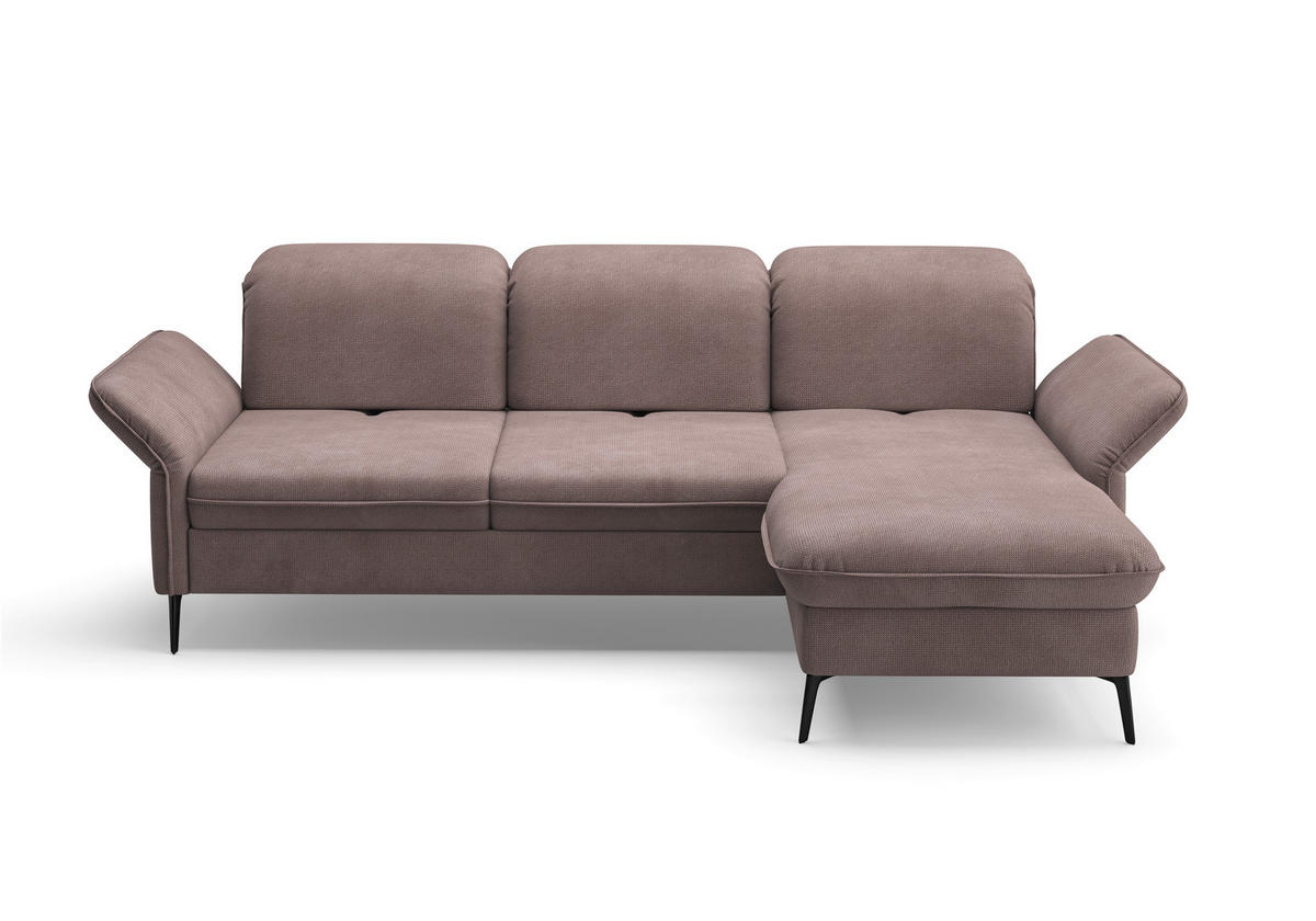 ECKSOFA in Flachgewebe Taupe  - Taupe/Schwarz, Konventionell, Textil/Metall (264/198cm) - Sit & More