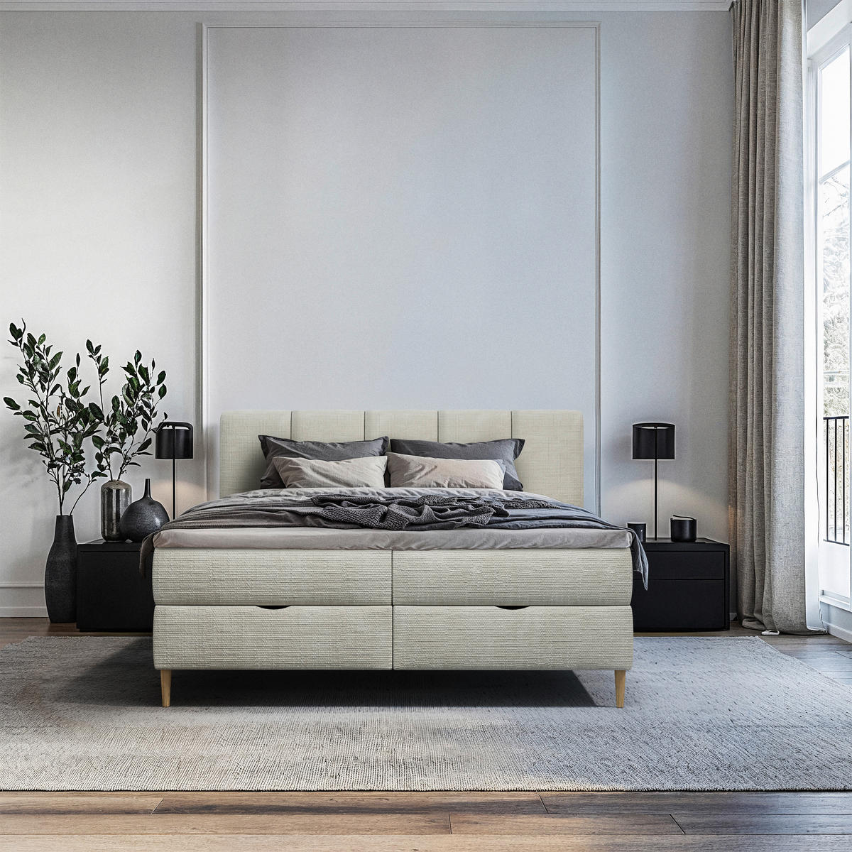 BOXBETT 180/200 cm  in Beige  - Beige/Buchefarben, MODERN, Holz/Holzwerkstoff (180/200cm) - MID.YOU