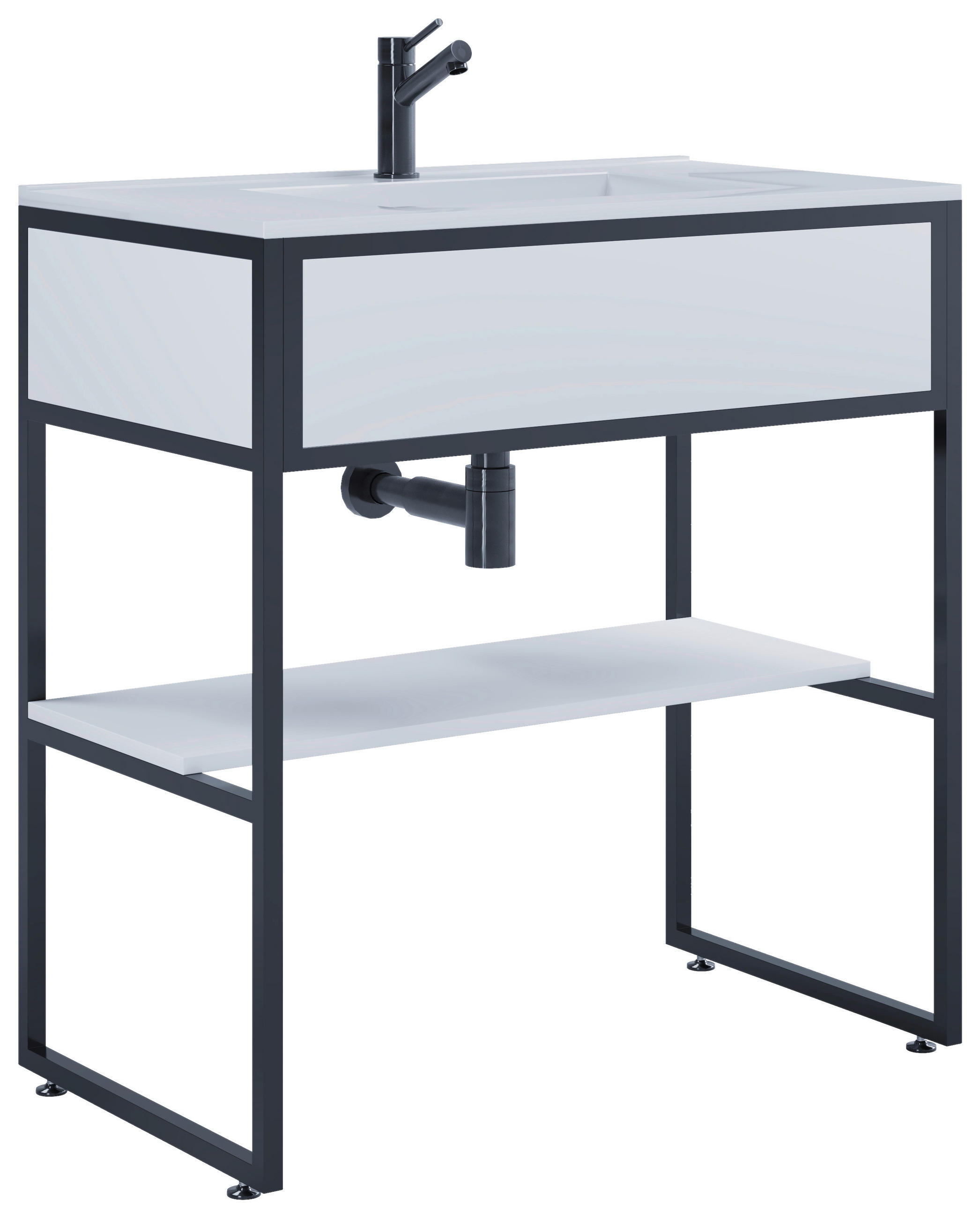 WASCHTISCHKOMBI 80 cm  - Weiss/Schwarz, Modern, Keramik/Holzwerkstoff (80cm) - MID.YOU