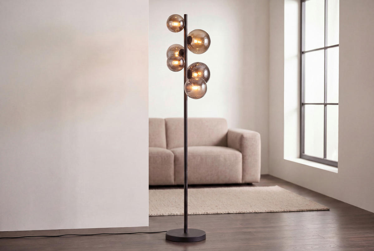 LED-STEHLEUCHTE 28,5/155 cm   - Schwarz, Design, Glas/Metall (28,5/155cm) - Dieter Knoll