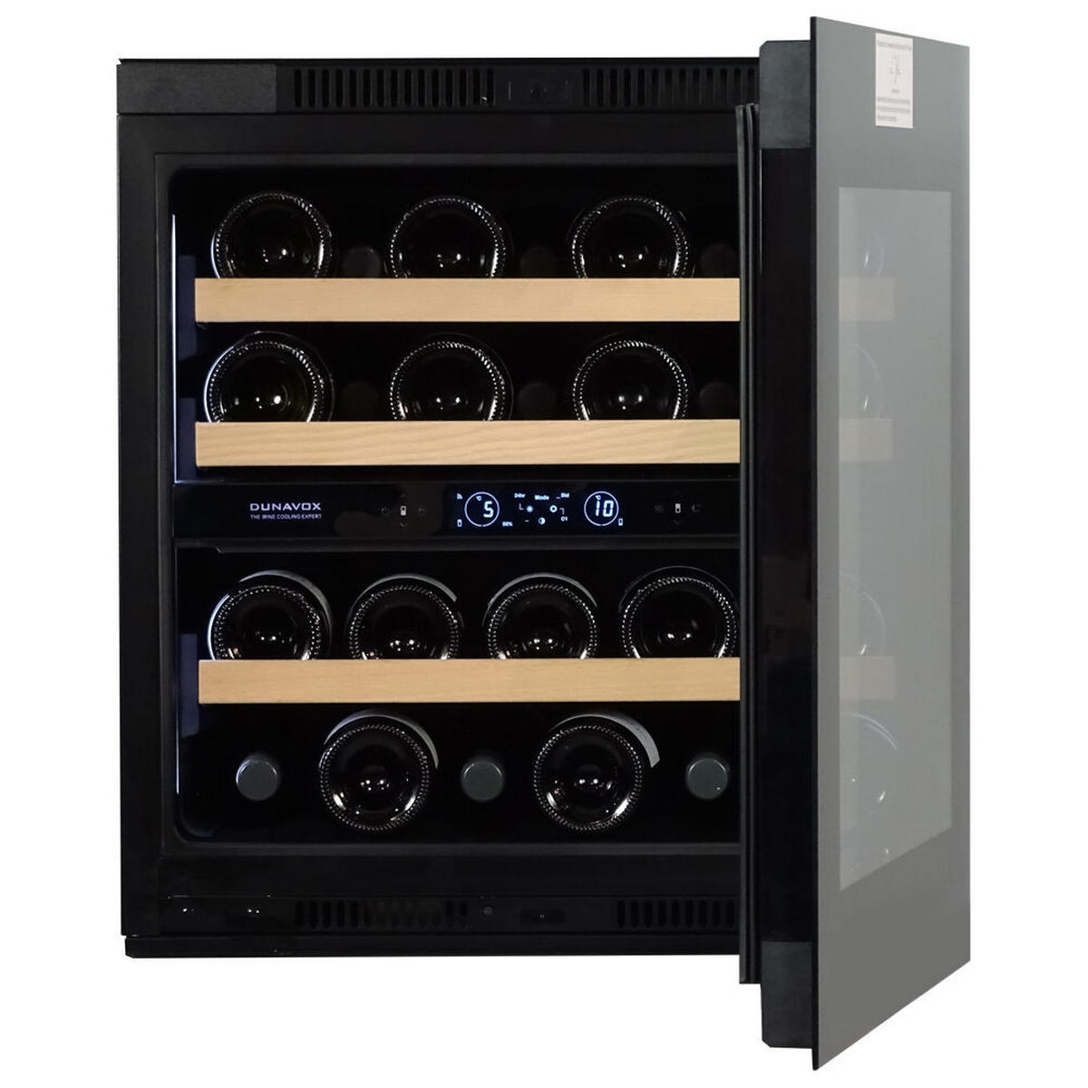 WEINKÜHLSCHRANK DVH-25.65DB.TO  - Schwarz, Basics, Glas/Holz (59/45,5/56,9cm)